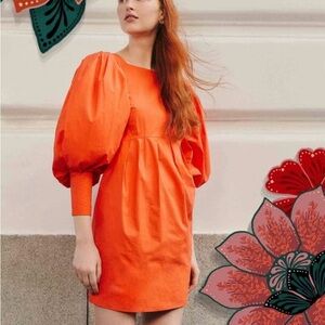 Farm Rio open back ballon sleeve dress